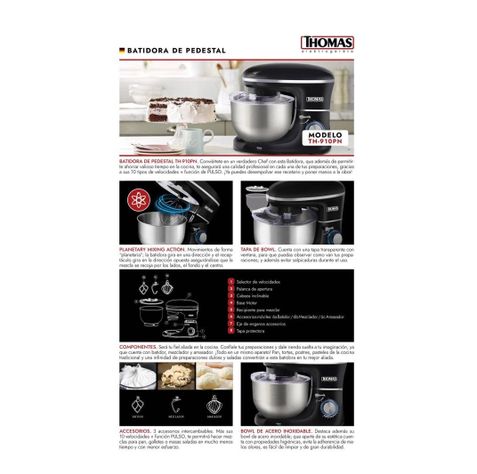 BATIDORA DE PEDESTAL THOMAS TH-910PN-3