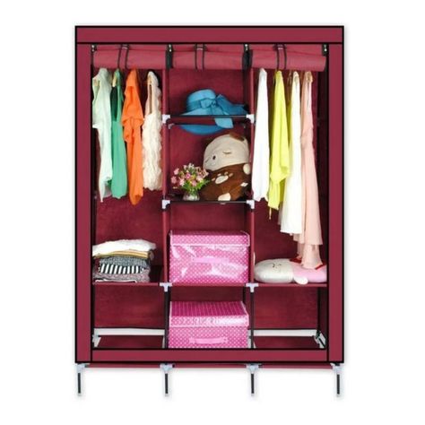Closet De Tela Ropero Armable Grande Armario Fucsia-1