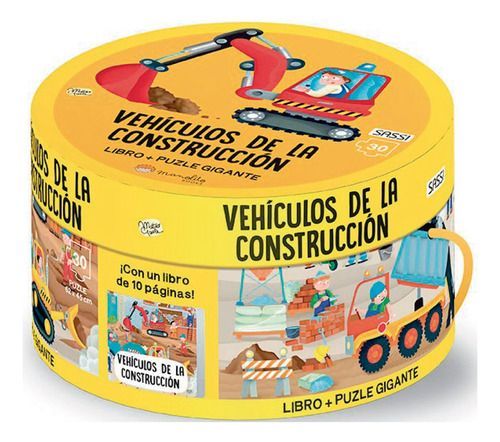 Libro y Puzzle Vehiculos De La Construcción-0