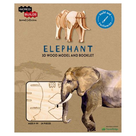 Animal Collection Elefante Modelo Para Armar En Madera-0