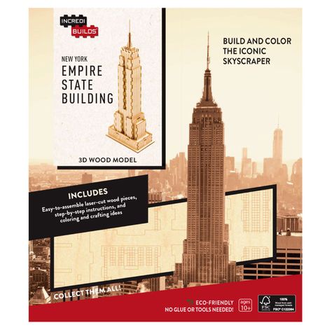New York Empire State Building Modelo Armable En Madera-0