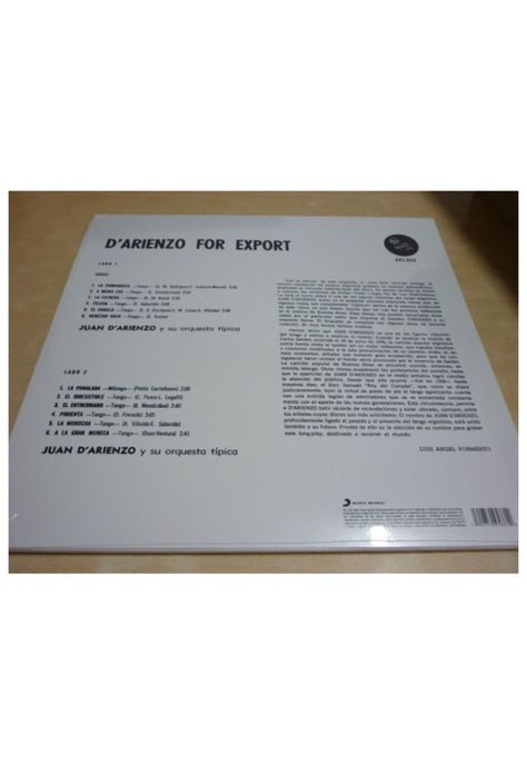 JUAN D'ARIENZO - FOR  EXPORT | VINILO-1