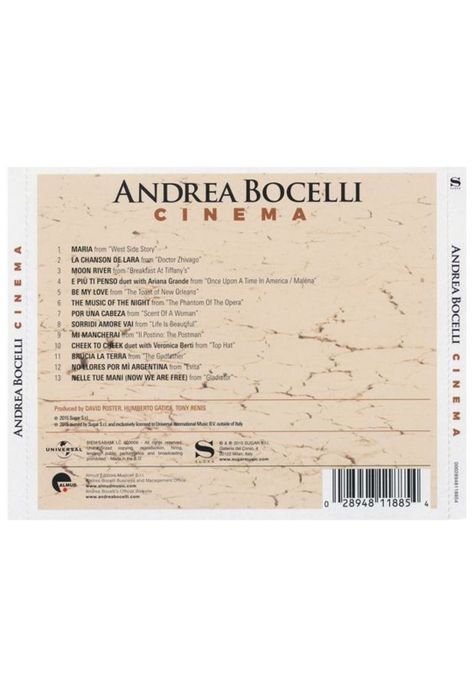 ANDREA BOCELLI - CINEMA | CD-1