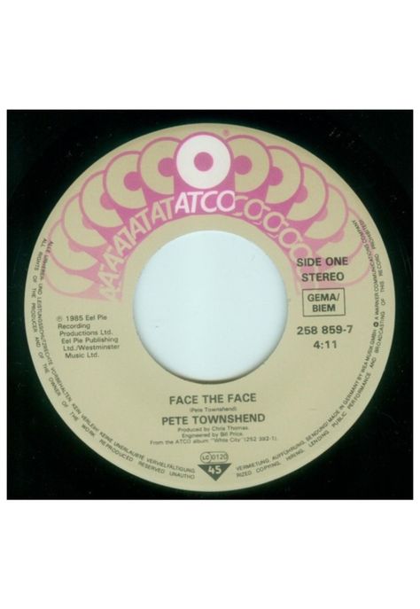 PETE TOWNSHEND - FACE THE FACE | 7'' SINGLE VINILO USADO-2