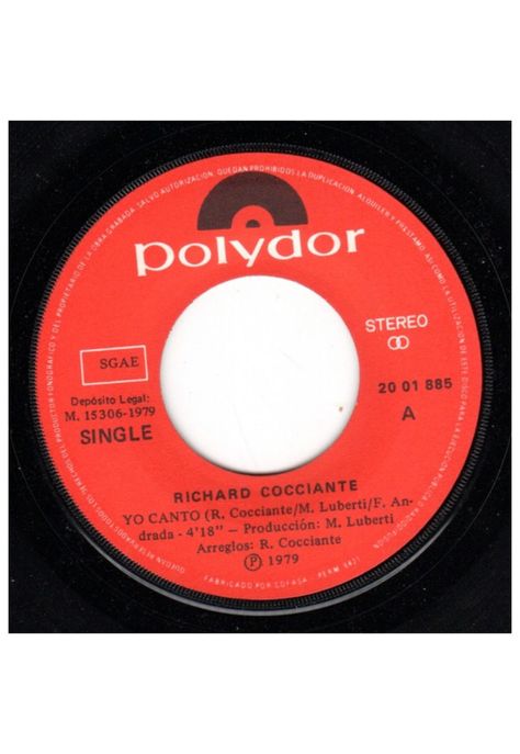 RICHARD COCCIANTE - YO CANTO (EN ESPAÑOL) | 7" SINGLE VINILO USADO-2