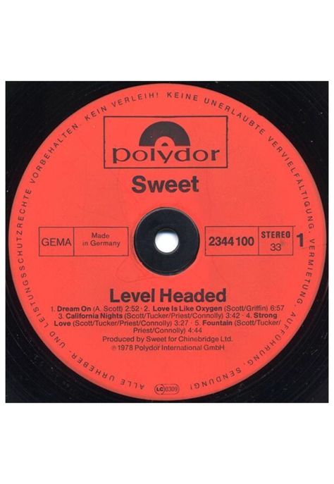 SWEET - LEVEL HEADED | VINILO USADO-3