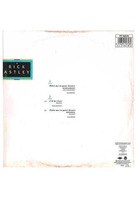 RICK ASTLEY  - TAKE ME TO YOUR HEART | 12" MAXI SINGLE VINILO USADO-1