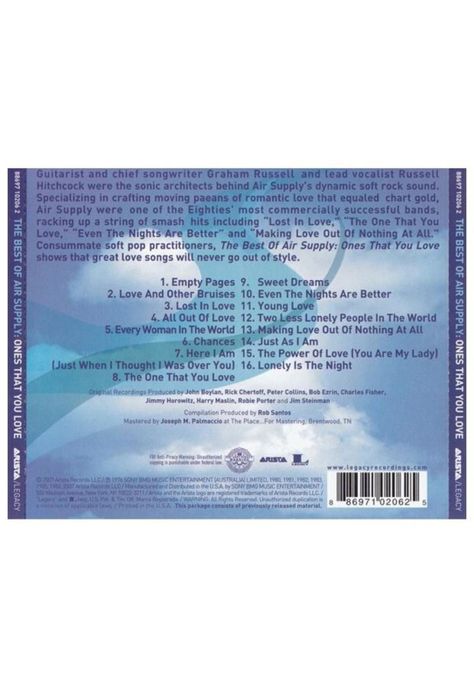 AIR SUPPLY - ONES THAT YOU LOVE: THE BEST | CD-1