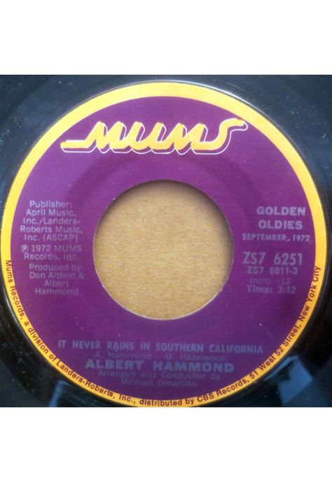 ALBERT HAMMOND - IT EVER RAINS IN SOUTHERN CALIFORNIA | 7" SINGLE VINILO USADO-1