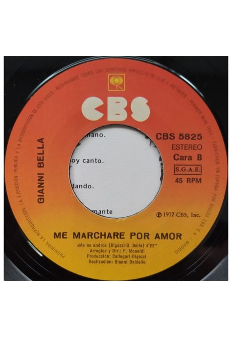 GIANNI BELLA - YO CANTO Y TU (EN ESPAÑOL) | 7" SINGLE VINILO USADO-3