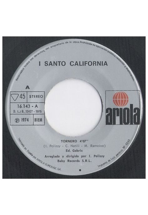 I SANTO-CALIFORNIA - TORNERÓ | 7" SINGLE VINILO USADO-2