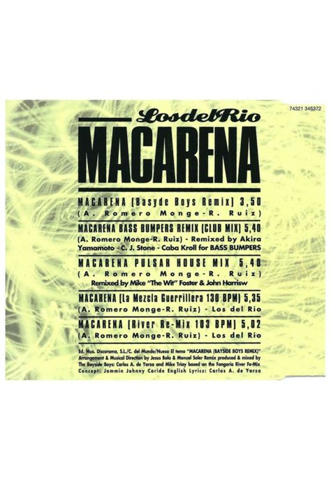 LOS DEL RIO - MACARENA | CD SINGLE USADO-2