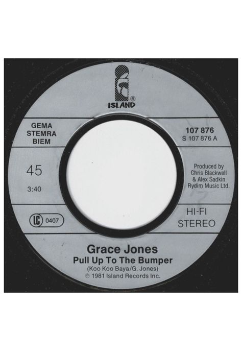 GRACE JONES - PULL UP TO THE BUMPER | 7'' SINGLE VINILO USADO-2