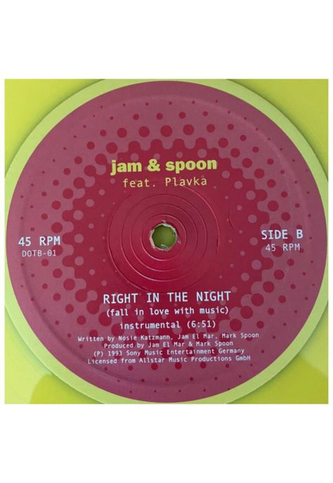 JAM & SPOON - RIGHT IN THE NIGHT (YELLOW VINYL) | 12" MAXI SINGLE VINILO-2