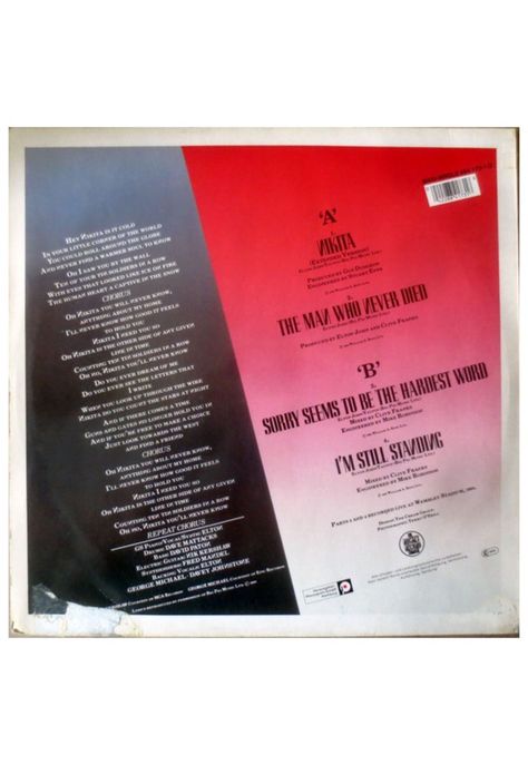 ELTON JOHN - NIKITA | 12" MAXI SINGLE USADO-1
