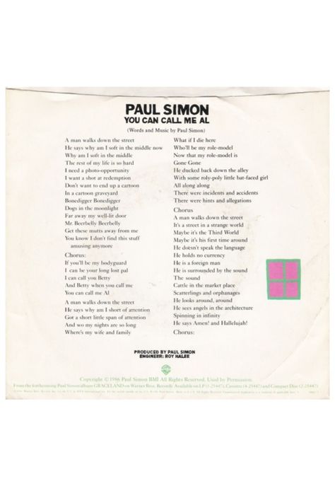 PAUL SIMON - YOU CAN CALL ME AL | 7" SINGLE VINILO USADO-1