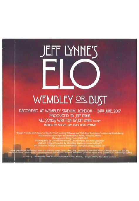 JEFF LYNNE'S ELO - WEMBLEY OR BUST LIVE AT WEMBLEY (2CD) | CD-8