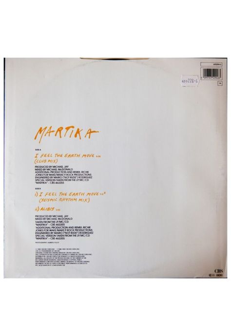 MARTIKA - I FEEL THE EARTH MOVE | 12" MAXI SINGLE VINILO USADO-1