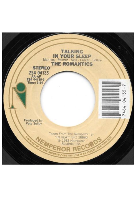 ROMANTICS - TALKING IN YOUR SLEEP | 7" SINGLE VINILO USADO-0