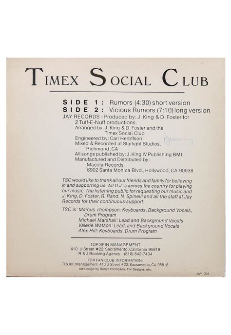 TIMES SOCIAL CLUB - RUMORS | 12" MAXI SINGLE USADO-1