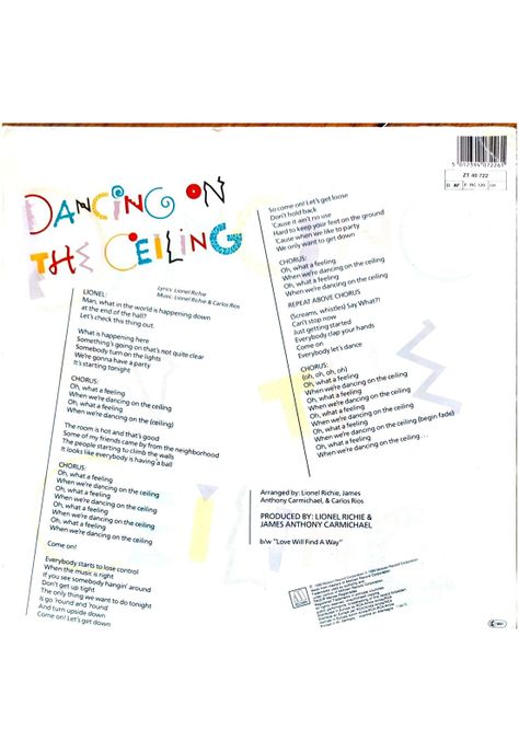 LIONEL RICHIE - DANCING ON THE CEILING | 12'' MAXI SINGLE VINILO USADO-1