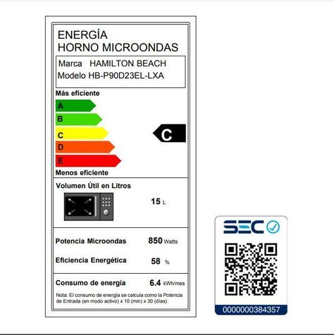 Microondas  Hamilton Beach 23 L MW-P90D23EL-LXA-6