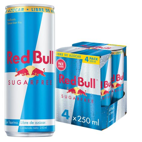 Red Bull Bebida Energética Pack 4 Latas Sin Azúcar 250Ml-0