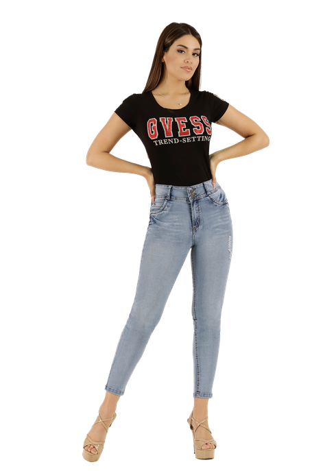 Jeans One World, Tiro Alto, Skinny, Celeste, Rocio-1