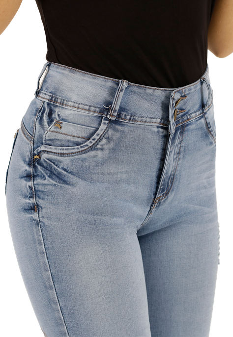 Jeans One World, Tiro Alto, Skinny, Celeste, Rocio-2