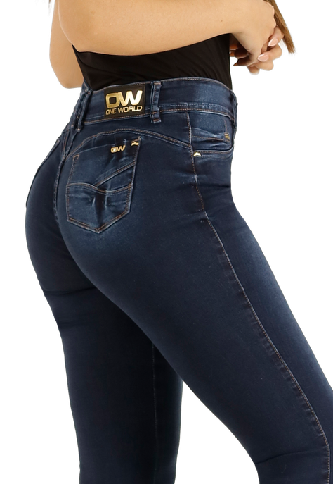 Jeans One World Jennifer Flare Blue Mujer-3