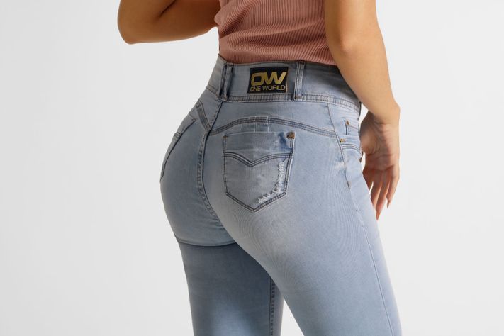 Jeans One World, Tiro Medio, Slim, Celeste, Jennifer Summer-3