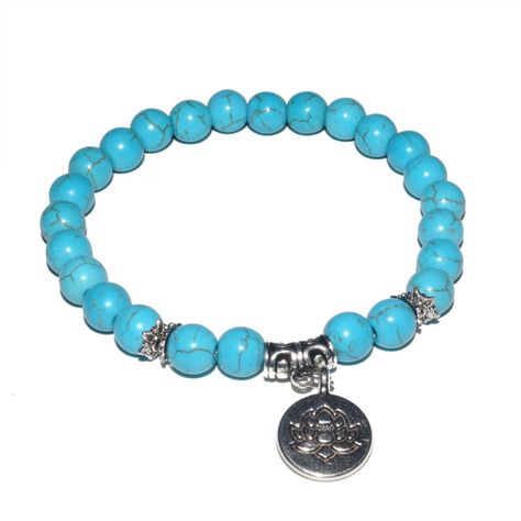 Pulsera turquesa con dije de loto-1