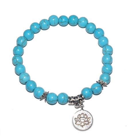 Pulsera turquesa con dije de loto-0