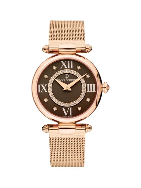  Reloj Claude Bernard Brown Dial Roman Numeral Mujer -0
