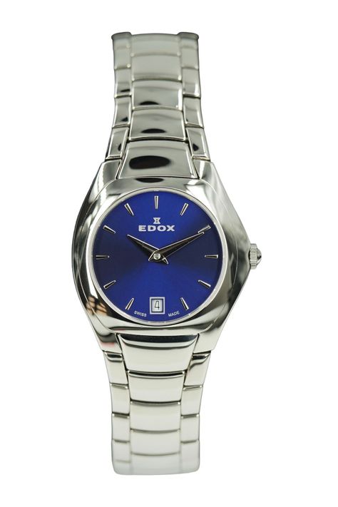 Reloj Edox Classic Acero Pulido Esfera Azul Mujer-0