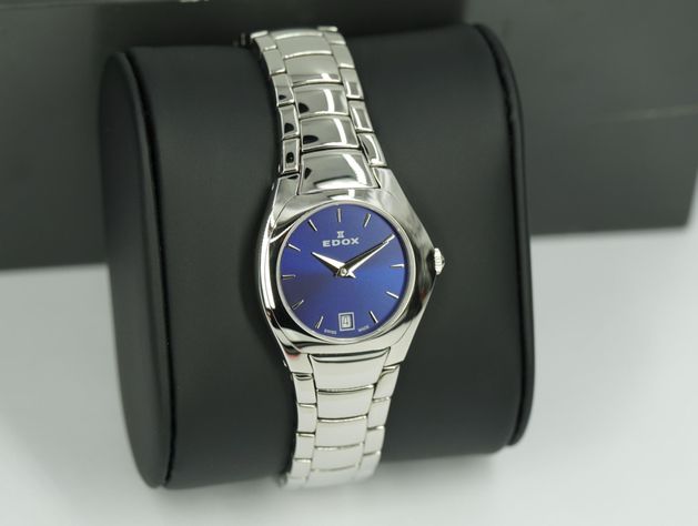 Reloj Edox Classic Acero Pulido Esfera Azul Mujer-1