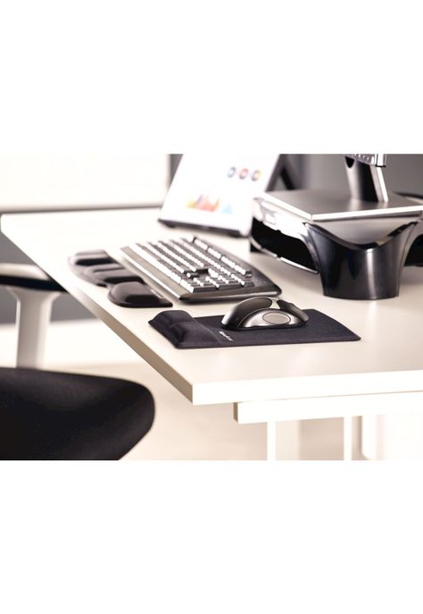 Mouse Pad Reposa / Apoya Muñecas Negro Hilado-2