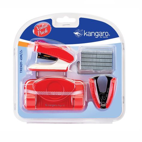 Set Perforadora + Corchetera + Corchetes + SacaCorchetes Trendy 45M/Z4 rojo-0
