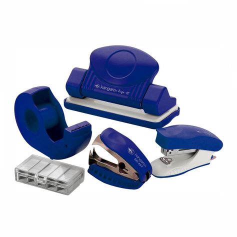 Set Perforadora + Corchetera + Corchetes + SacaCorchetes + Dispensador de Cinta Trendy 10M/Z5 azul-0