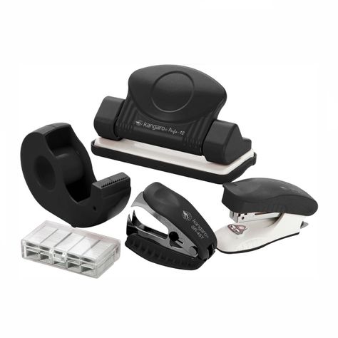 Set Perforadora + Corchetera + Disp de Cinta negro Kangaro-0