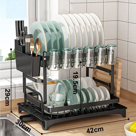 ESCURRIDOR DE PLATOS INOXIDABLE SECAPLATOS SECALOZA NEGRO CON SERVICIO-7