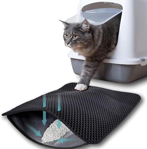 Alfombra Para Atrapar Arena De Gatos Tapete Arenero Mascotas Color Negro 45*60cm-0