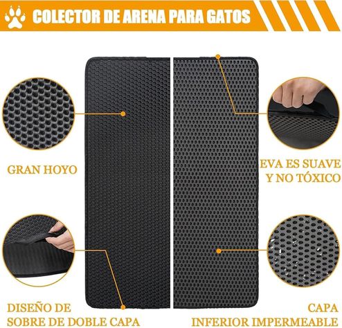 Alfombra Para Atrapar Arena De Gatos Tapete Arenero Mascotas Color Negro 45*60cm-5