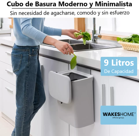 Cubo De Basura Colgante Con Soporte De Gabinete De 9 Litros Basurero Con Tapa Para Cocina U Oficina -6
