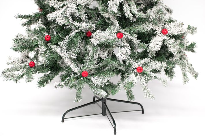 Árbol De Navidad Frondoso Nevado Con Manzanas 2.10m Arbolito para Pascua 210cm-3