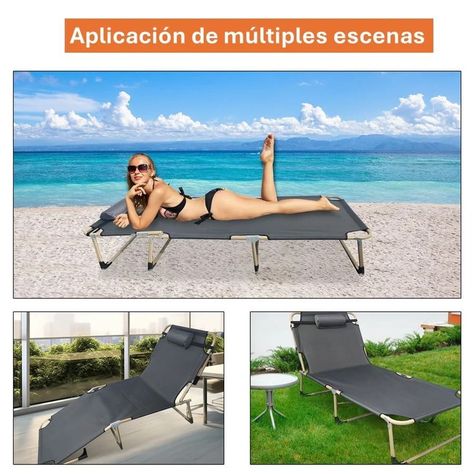 Silla Cama Plegable Portable Para Playa Camping Y Piscina -7