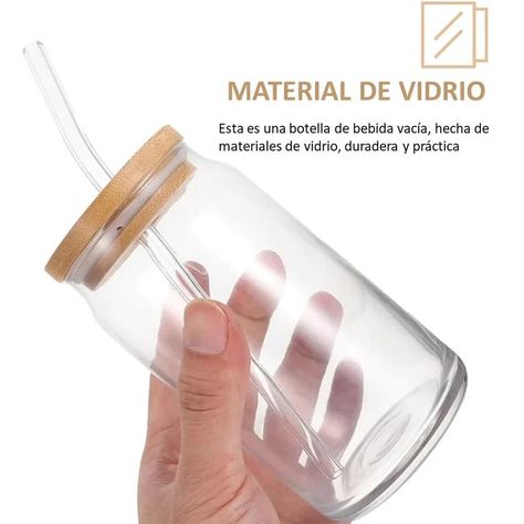 Pack De 4 Vasos Lata de Vidrio Con Tapa de Bambú y Bombilla 550ml-4