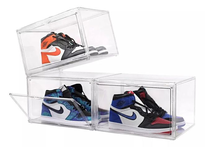 Caja Organizador de Zapatos Zapatera Apilable Cubo Para Calzado Apertura Lateral-3