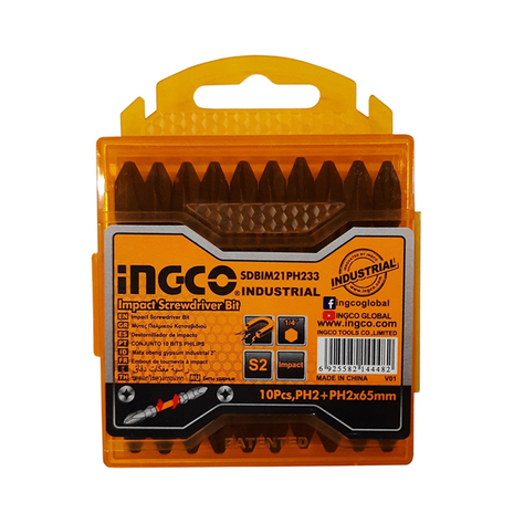 Set Puntas Phillips Doble Ph2 Impacto 10 Pcs Ingco-1