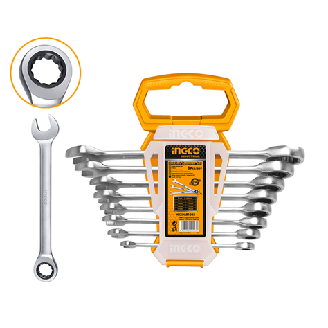 Set Llaves Punta Corona Con Chicharra 8 Pcs Ingco-1
